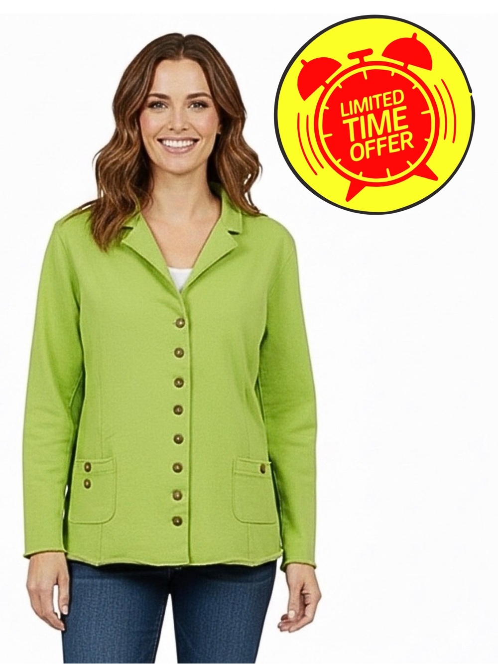 White Lotus Green Blazer Button Up Top Size Large